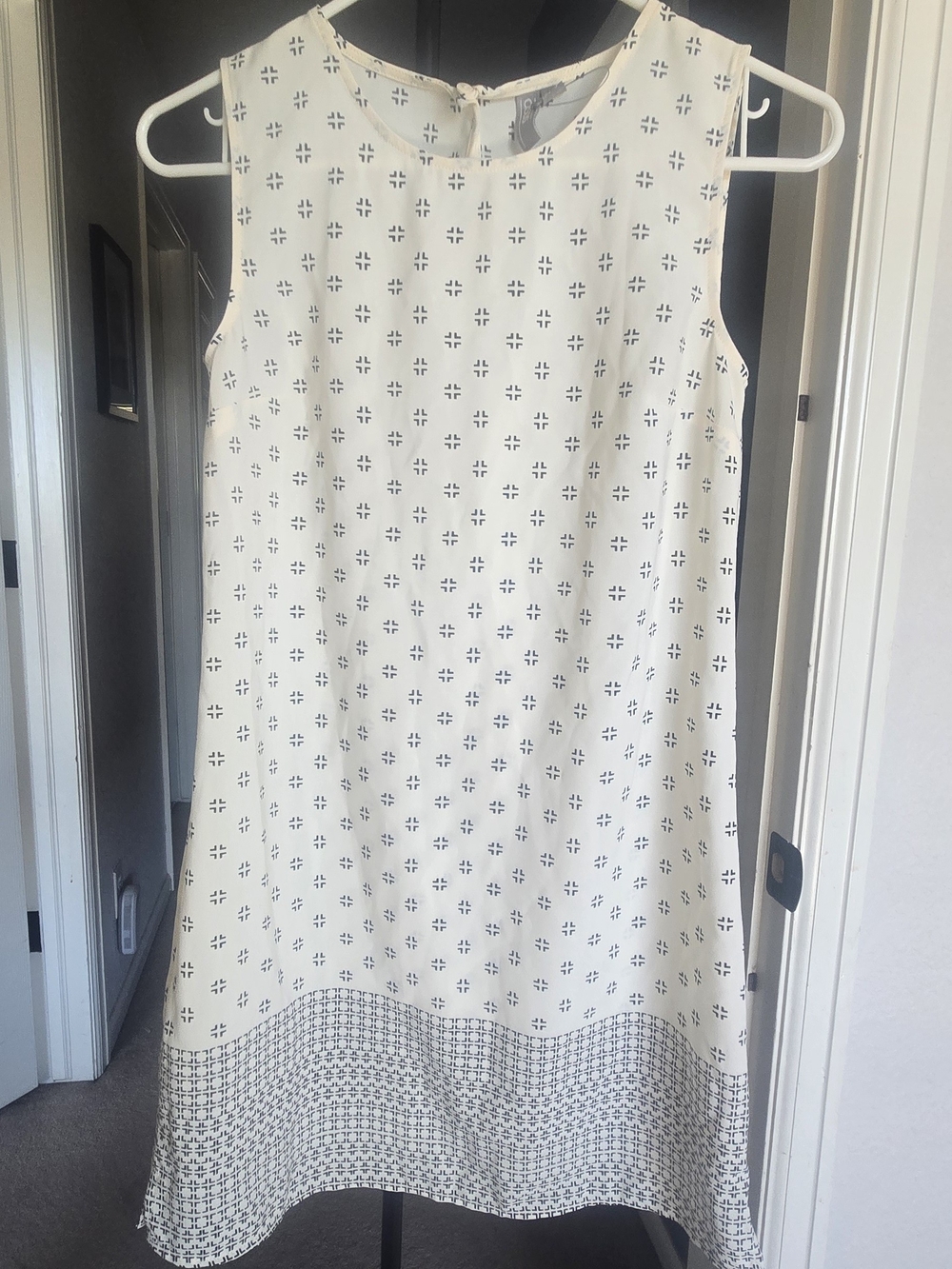 ASOS Cream Sleeveless Mini Dress with Black Geometric Print